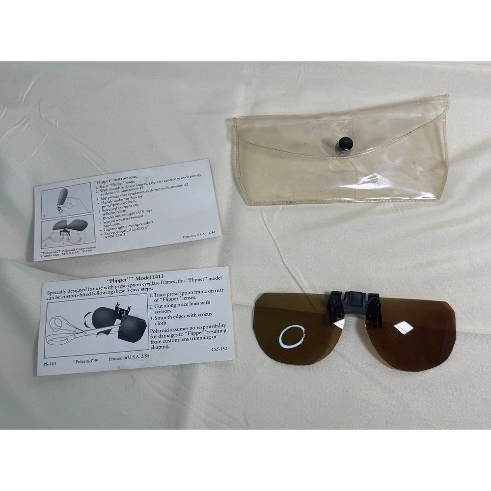 Polaroid Flipper 1413 Clip On Sunglasses Brown UV Tinted OS Good
